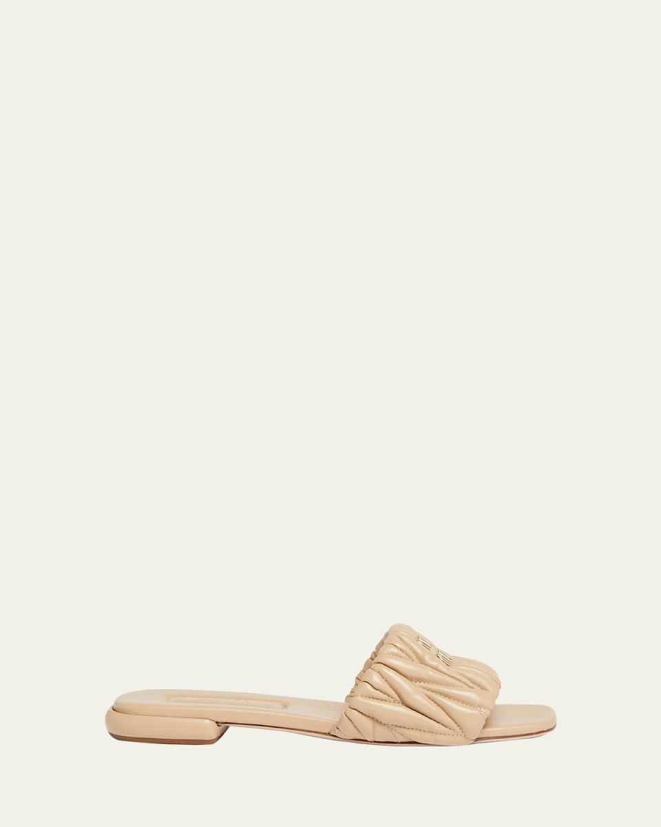 Quilted Leather Flat Slide Style